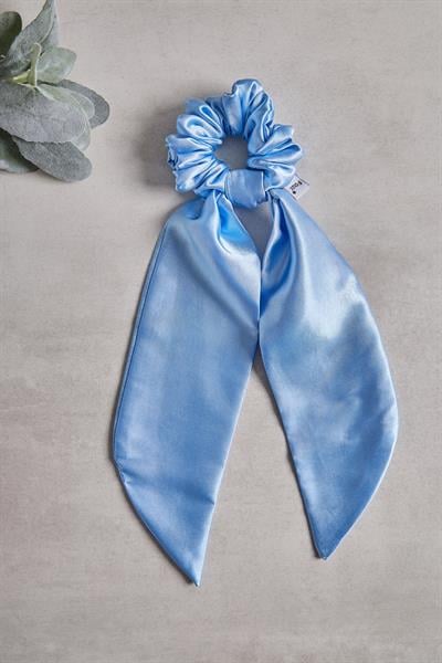 Bebe Mavisi Kuyruklu Sateen Scrunchie
