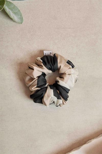 Beige And Black Small Scrunchie