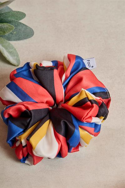Çizgili Bol Büzgülü Scrunchie