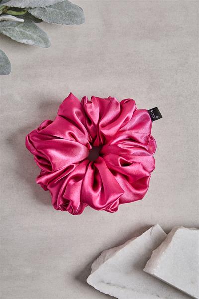 Fuşya Bol Büzgülü Sateen Scrunchie