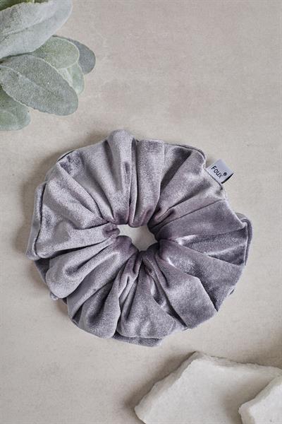 Gri Kadife Scrunchie