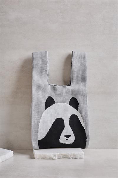 Gri Panda Triko Poşet Çanta