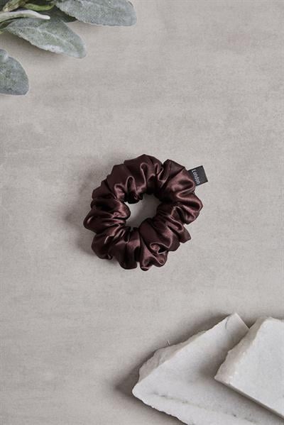 Kahverengi Small Sateen Scrunchie
