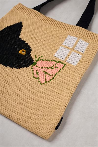 Kedi & Kelebek Triko Tote Bag