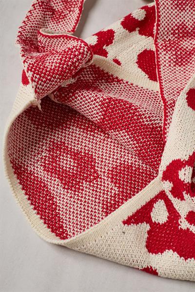 Kırmızı Papatyalı Triko Tote Bag