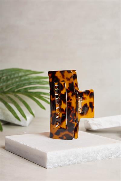 L Dikdörtgen Amber Tortoise Kemik Toka