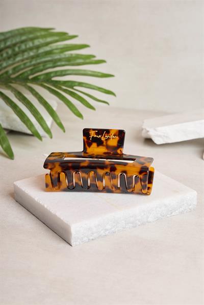 L Dikdörtgen Amber Tortoise Kemik Toka