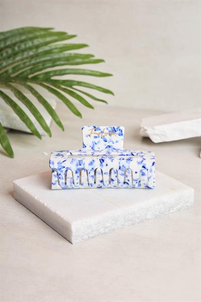 L Dikdörtgen Blue Porcelain Kemik Toka