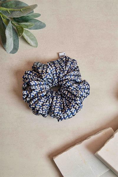 Mavi Ebruli Bol Büzgülü Scrunchie