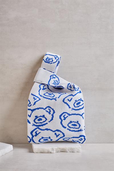Mavi Teddy Bear Triko Poşet Çanta