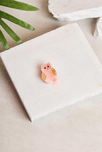 Mini Pembe Baykuş Kemik Toka