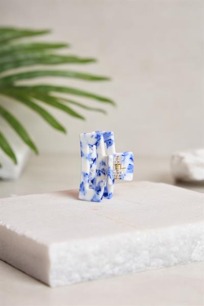 Mini Rectangle Blue Porcelain Kemik Toka