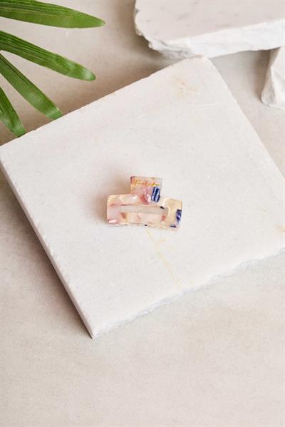 Mini Rectangle Rose Quartz Cream Kemik Toka
