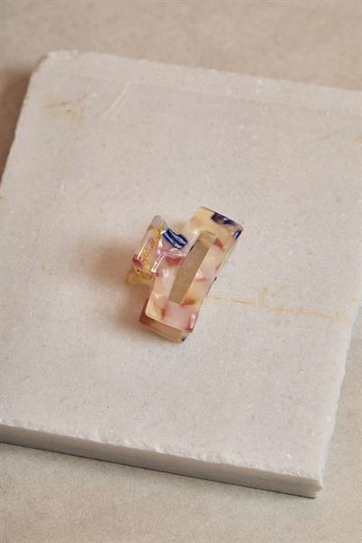 Mini Rectangle Rose Quartz Cream Kemik Toka