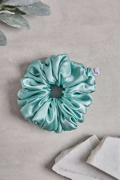 Mint Bol Büzgülü Sateen Scrunchie