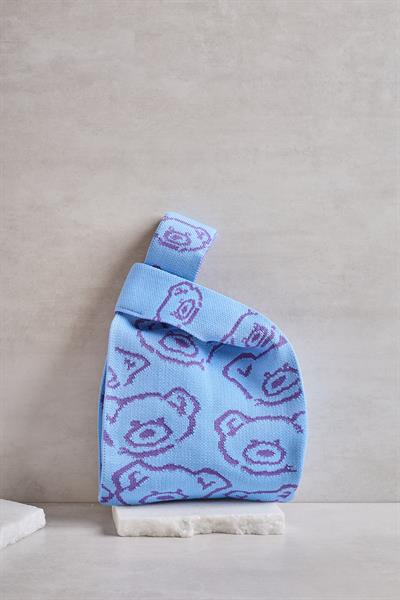 Mor Teddy Bear Triko Poşet Çanta