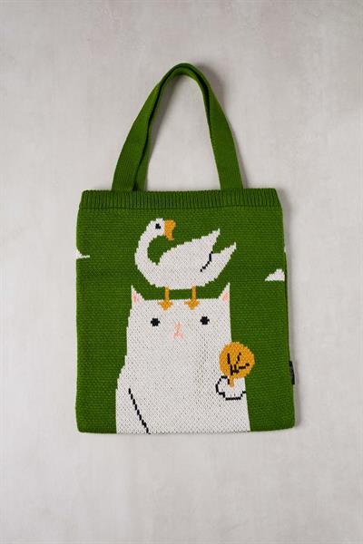 Ördek ve Kedi triko Tote Bag