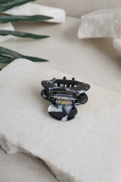 Oval Midi Sİyah Kemik Mandal