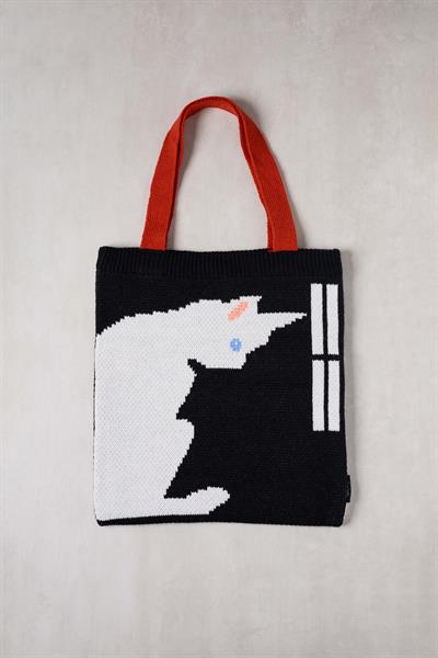 Penceredeki Kedi Triko Tote Bag