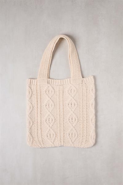Saç Örgüsü Krem Triko Tote Bag