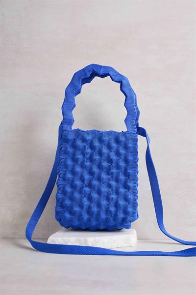 Saks Mavisi Bubble Triko Çanta
