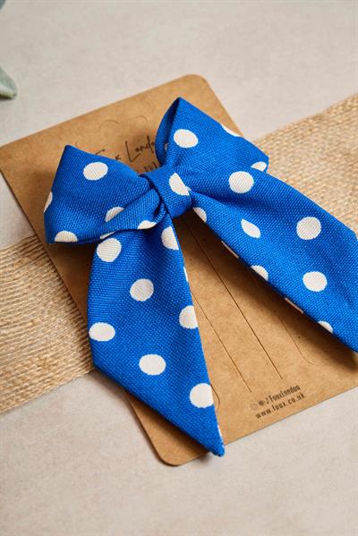 Saks Mavisi Puantiyeli Mini Fiyonk Toka