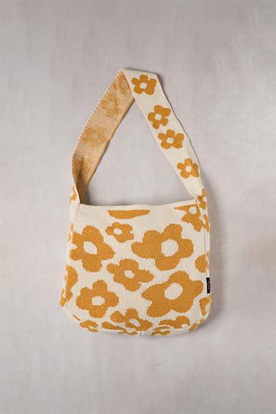 Sarı Papatyalı Triko Tote Bag