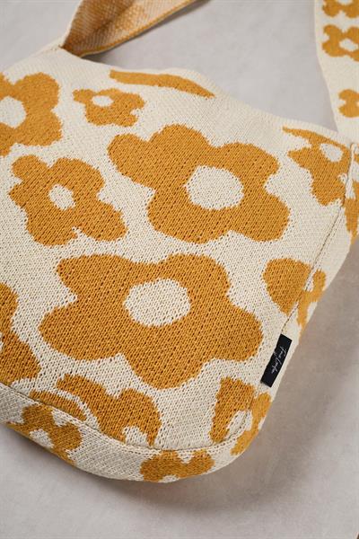 Sarı Papatyalı Triko Tote Bag