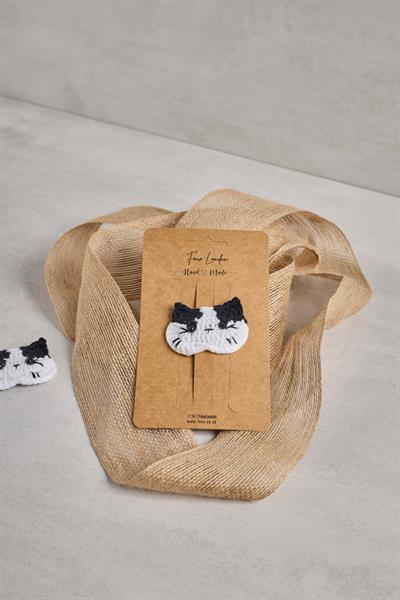 Siyah Kedi Örgü Çıtçıt Toka 