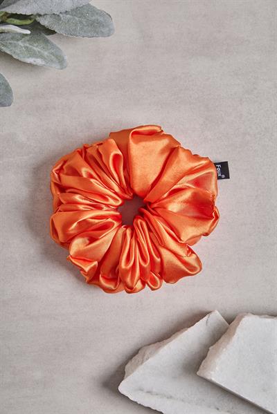 Turuncu Bol Büzgülü Sateen Scrunchie