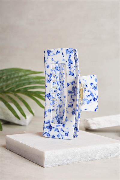 XL Dikdörtgen Blue Porcelain Kemik Toka