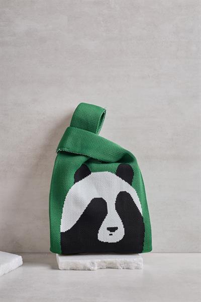 Yeşil Panda Triko Poşet Çanta