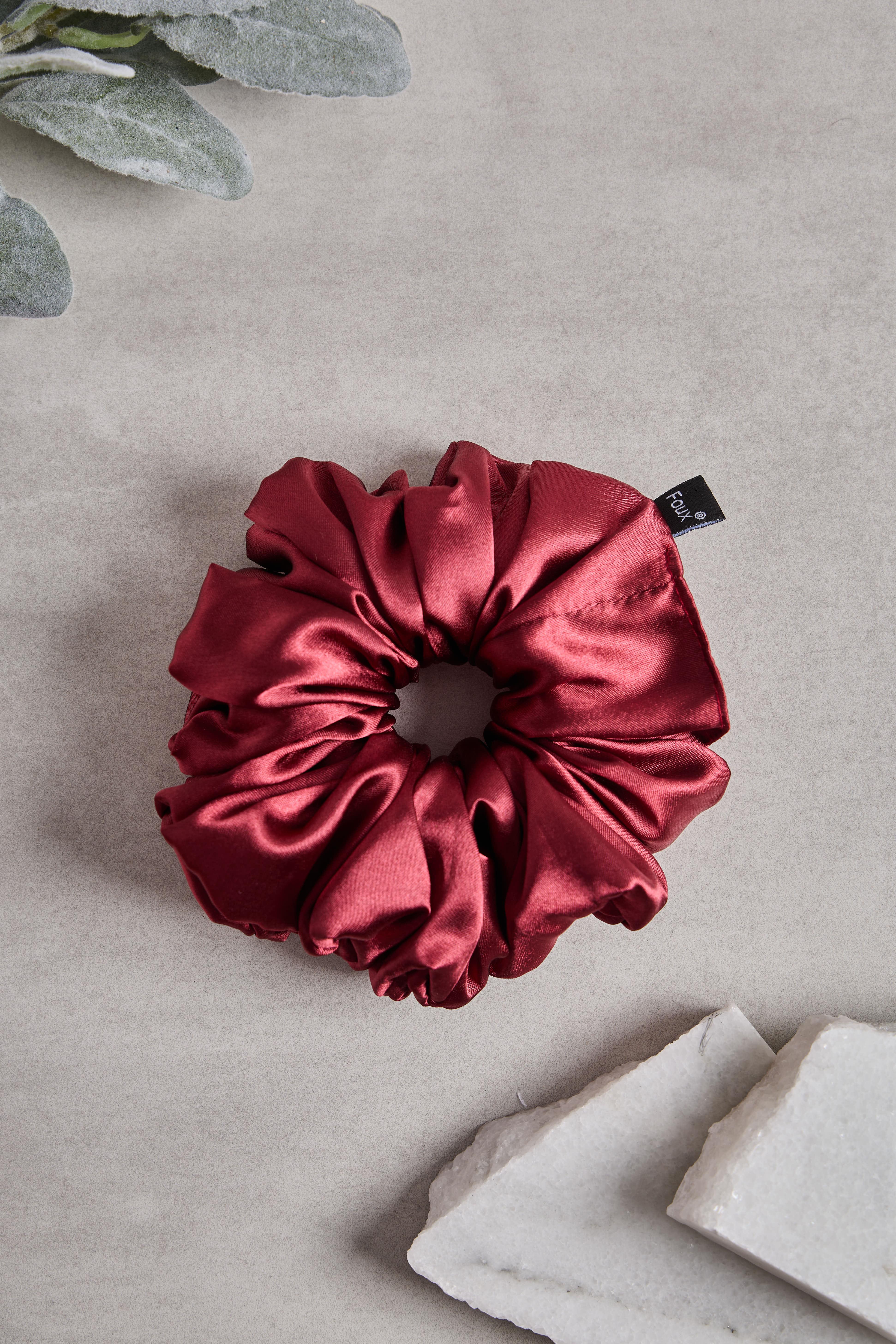 Bordo Bol Büzgülü Sateen Scrunchie