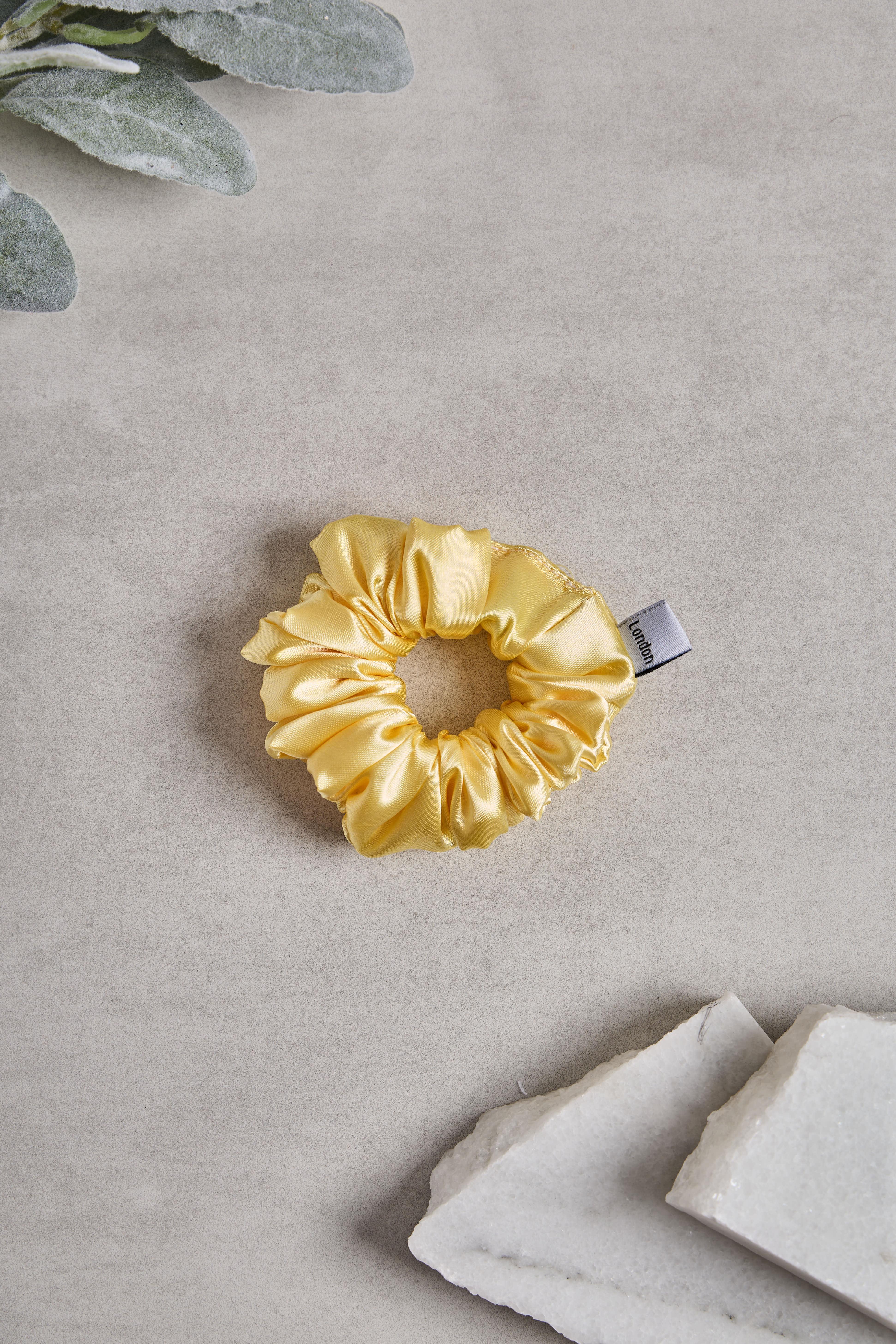 Butter Yellow Small Sateen Scrunchie