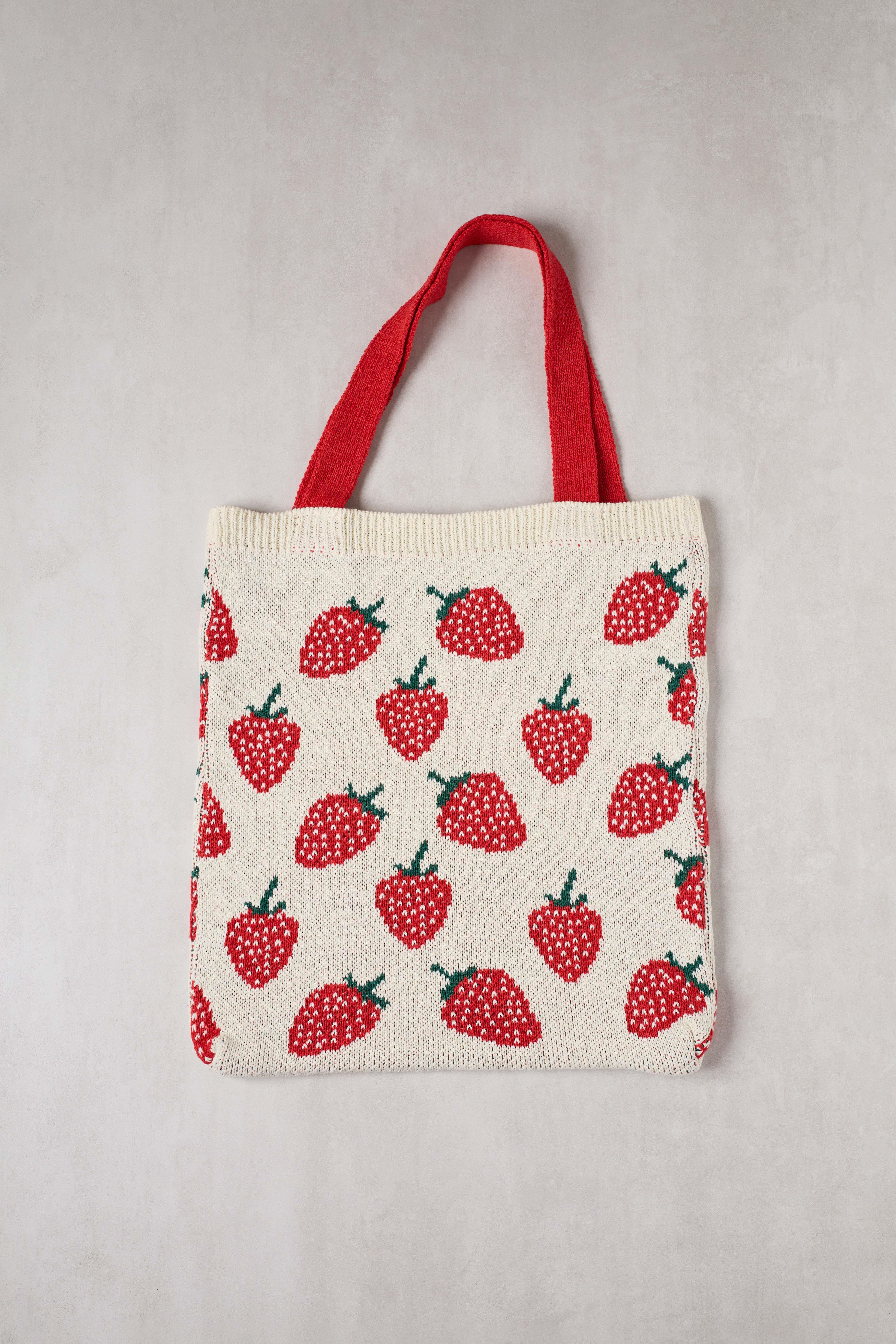Çilekli Triko Tote Bag