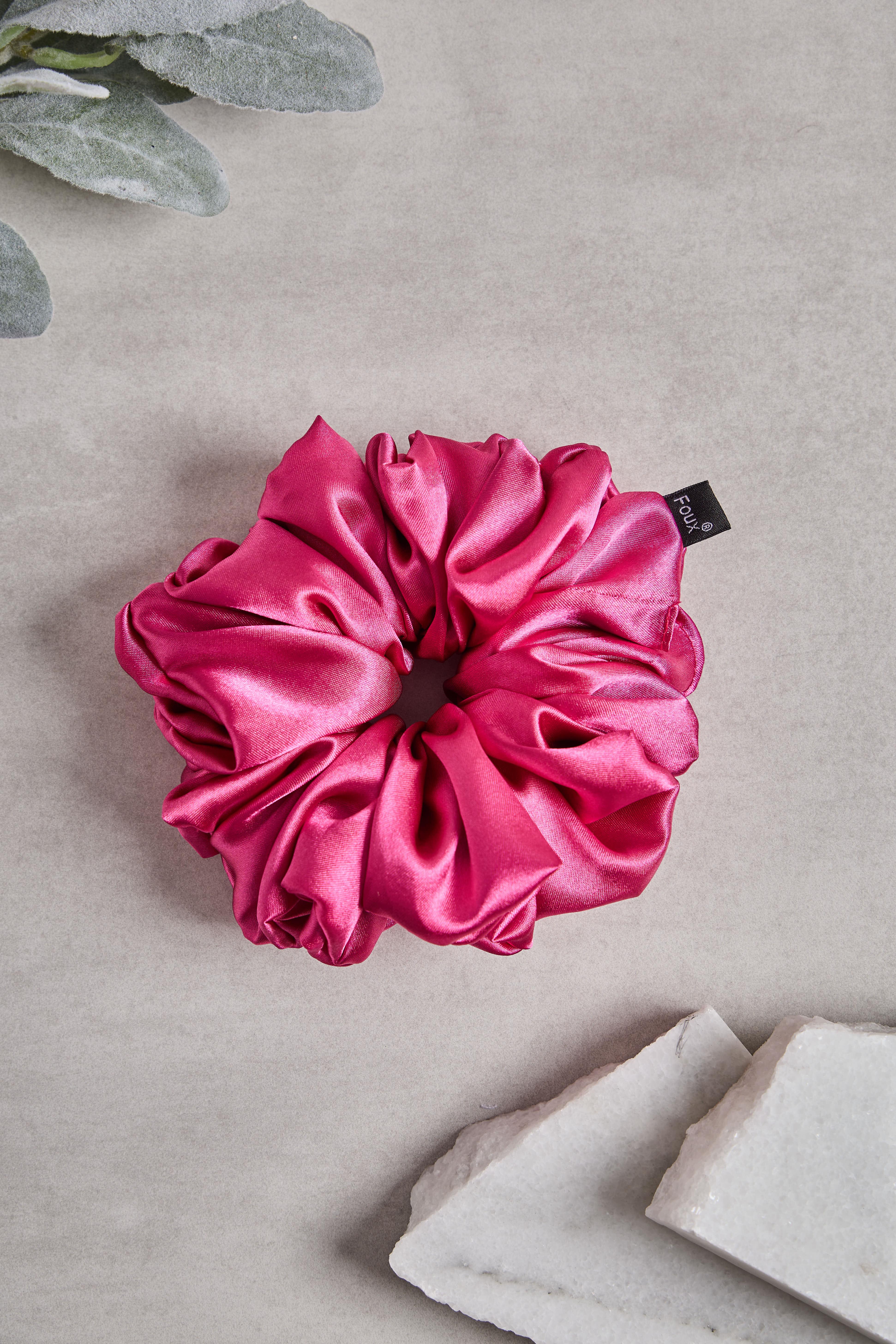 Fuşya Bol Büzgülü Sateen Scrunchie
