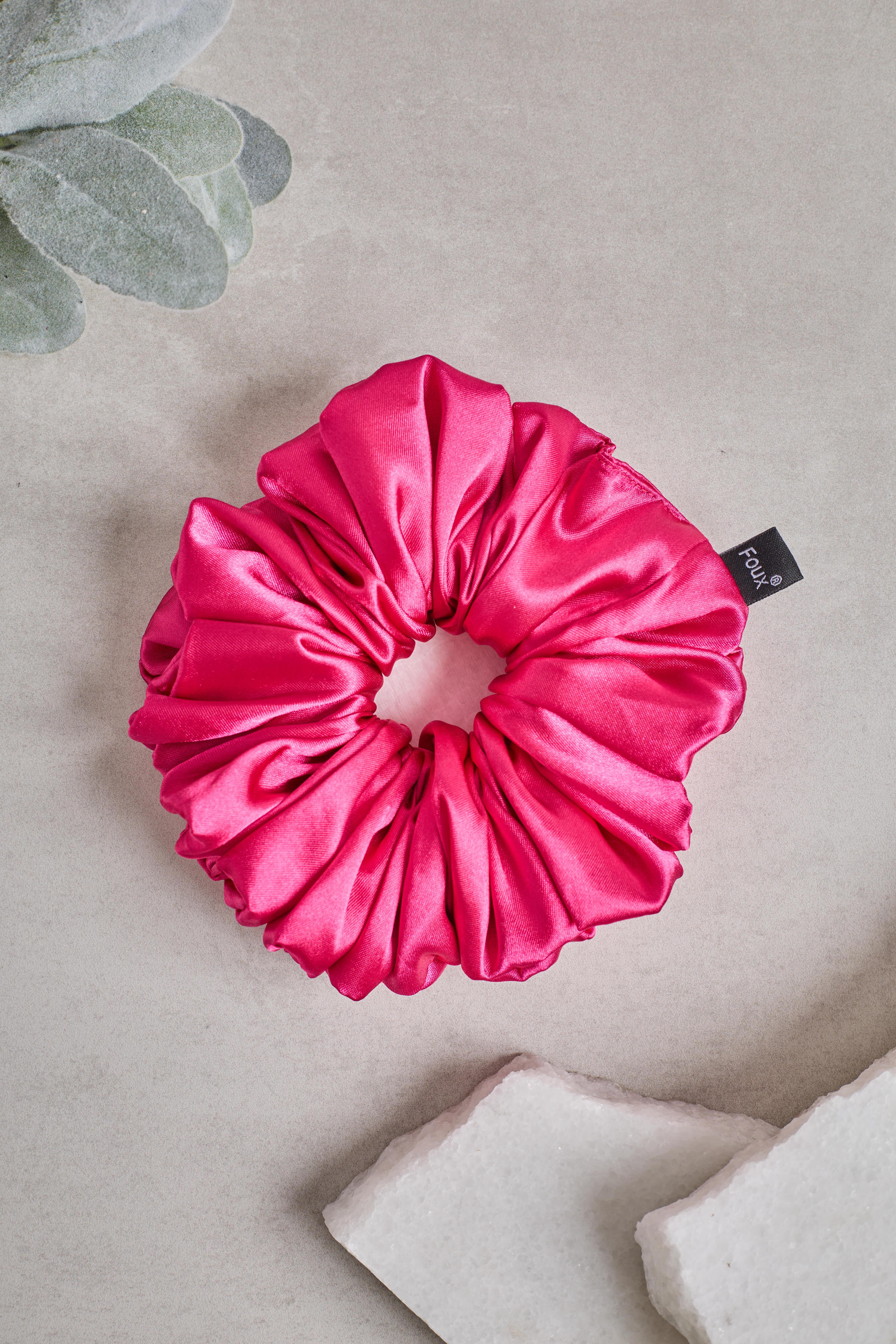 Fuşya Bol Büzgülü Scrunchie