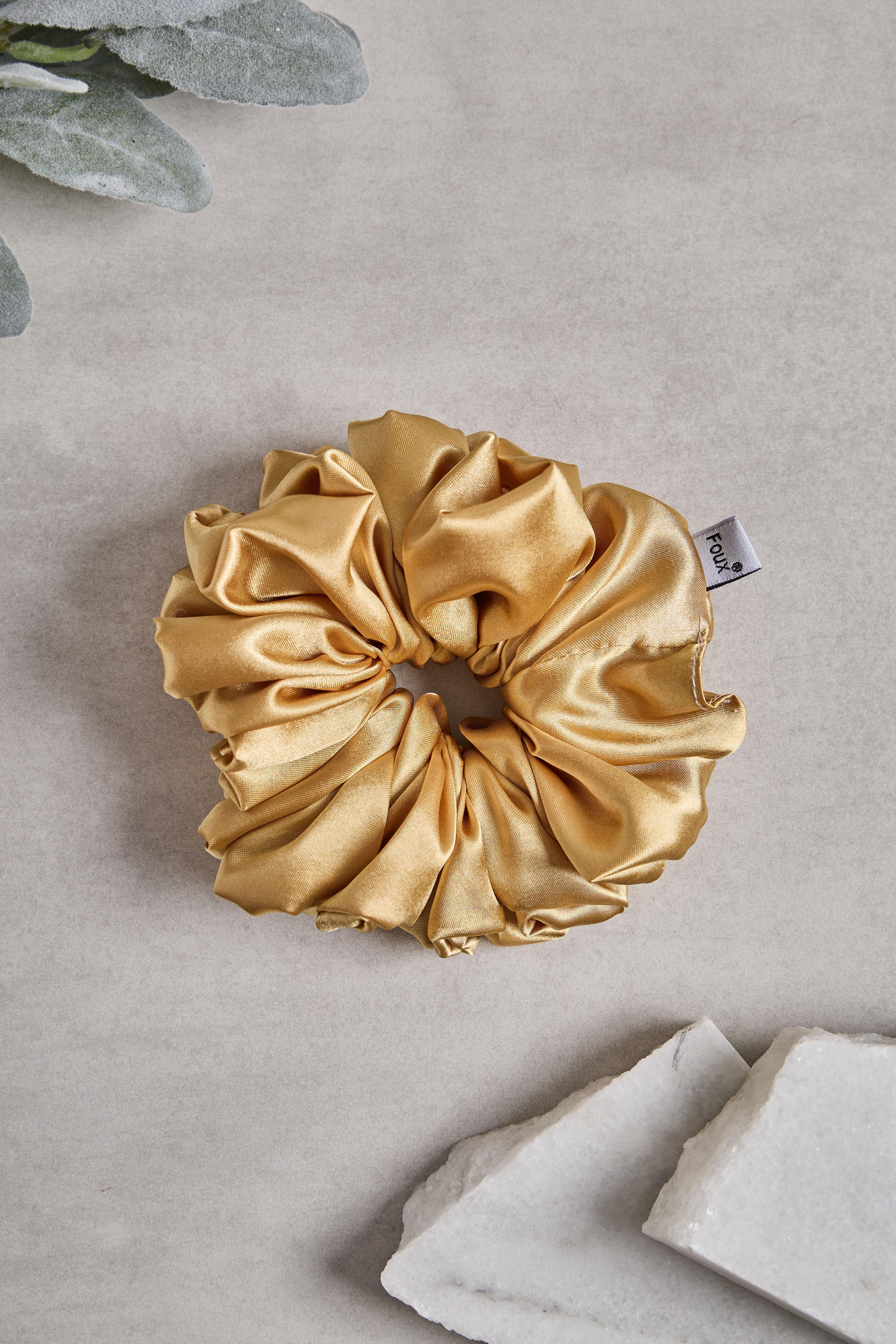 Gold Bol Büzgülü Sateen Scrunchie