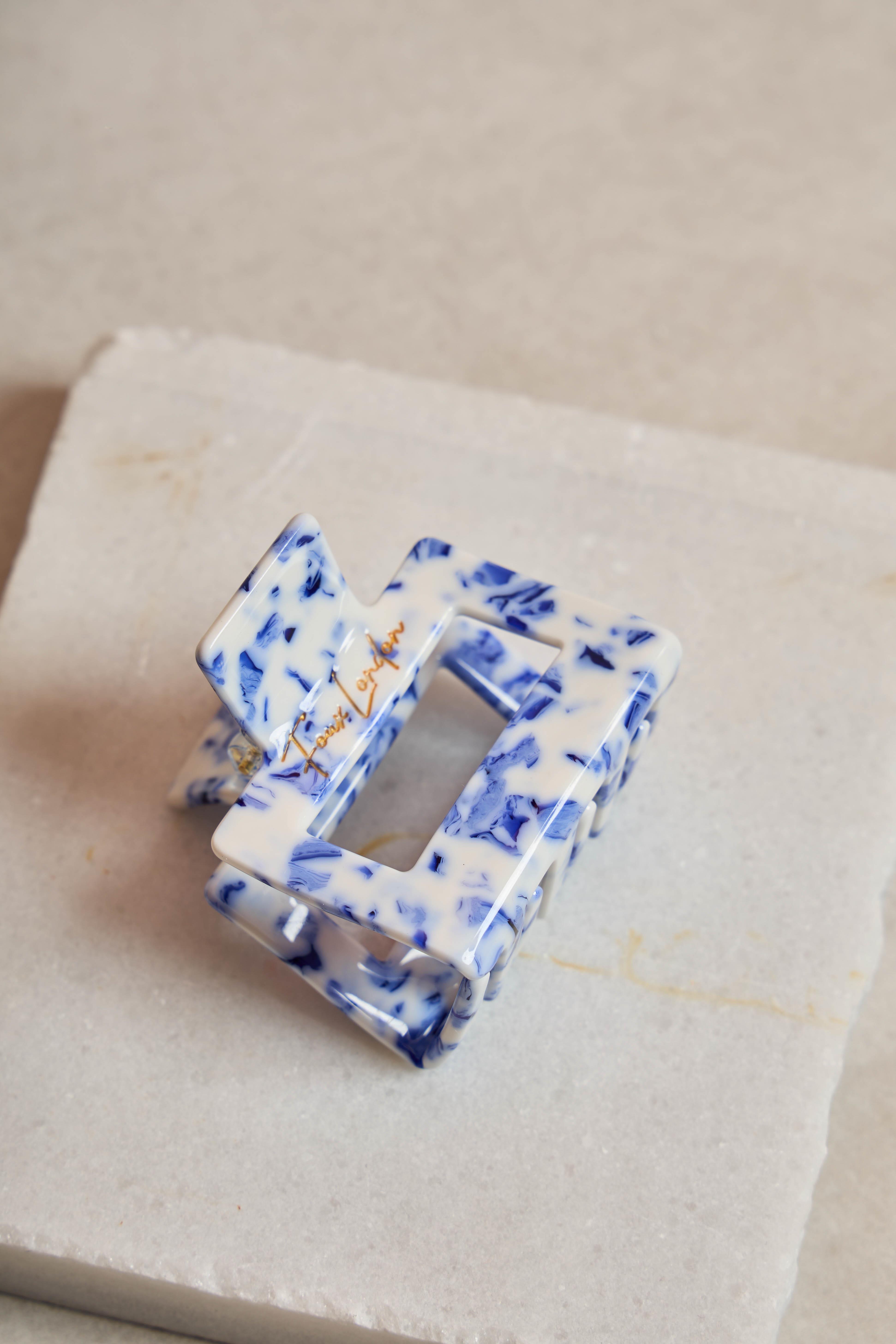 Kare Dikdörtgen Blue Porcelain Kemik Toka