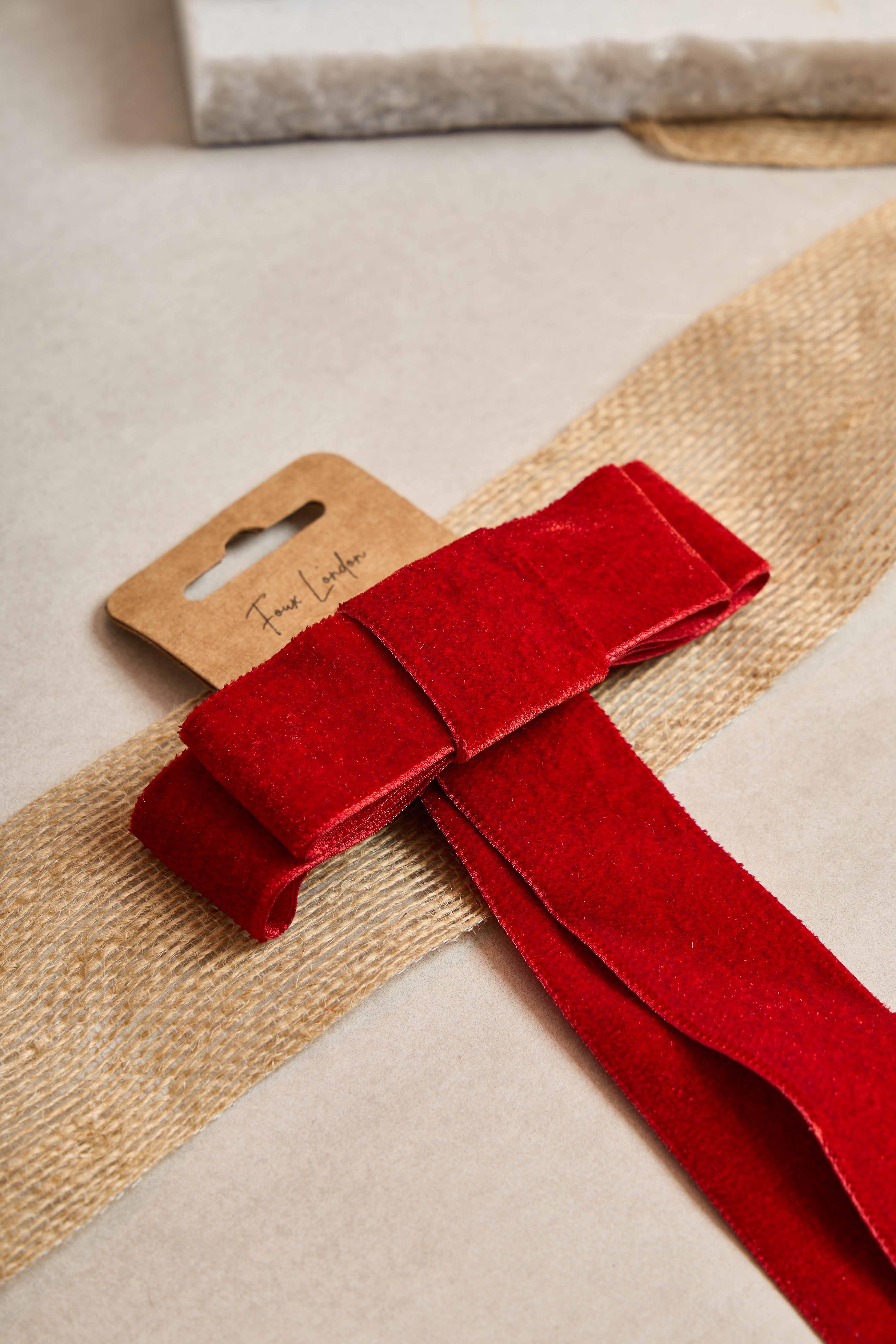 Koyu Kırmızı Kalın Kadife Kurdele