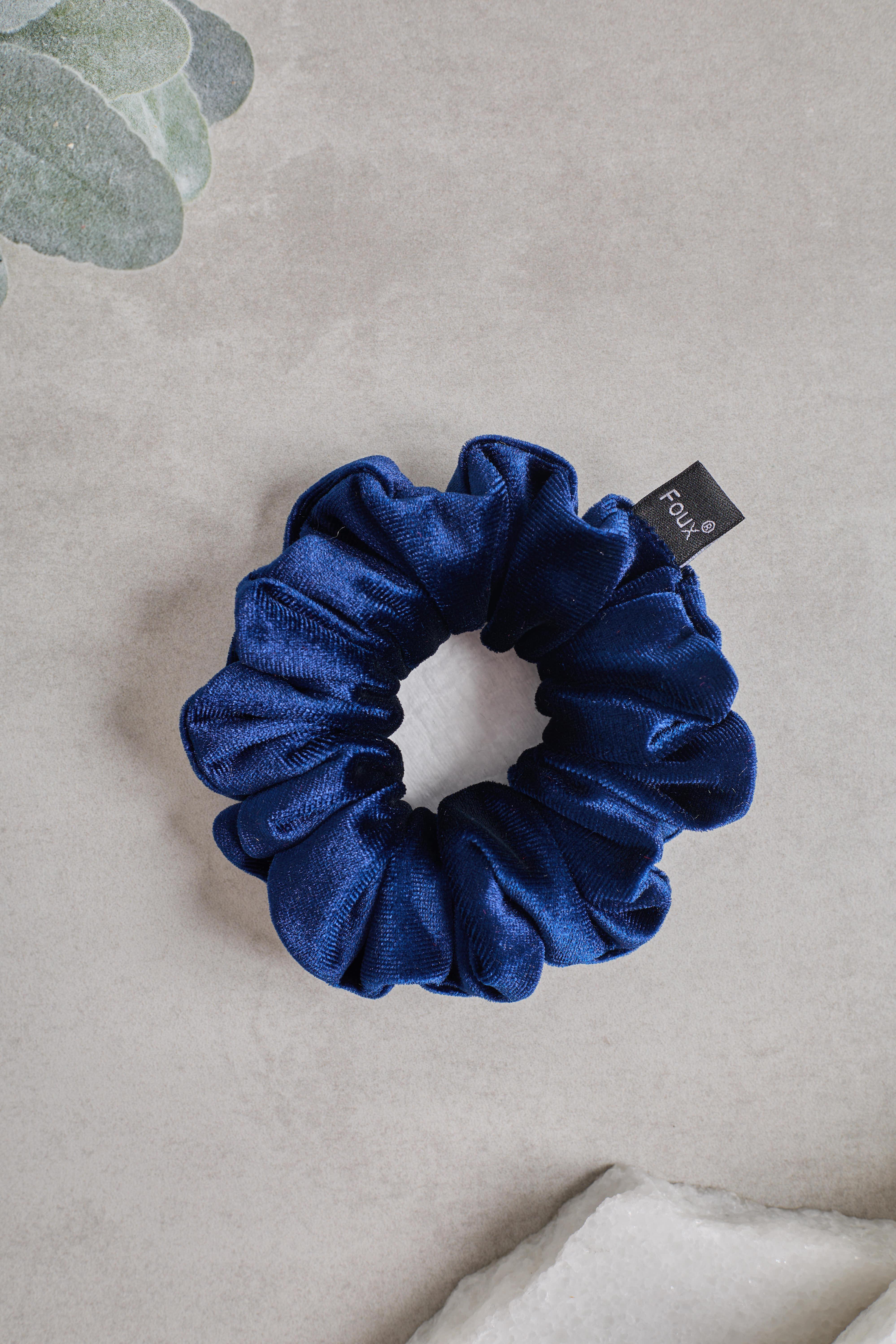 Lacivert Kadife Small Scrunchie