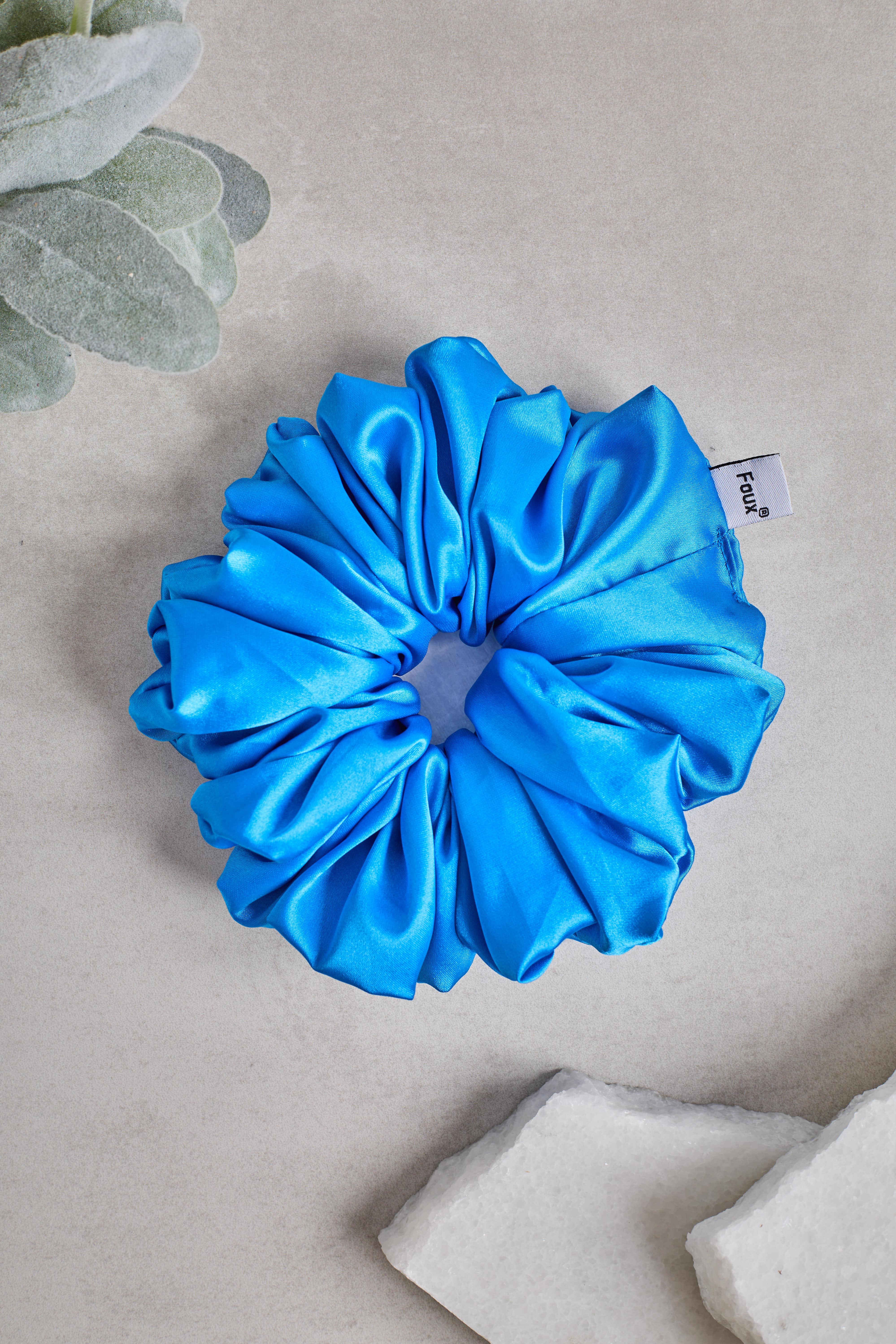 Mavi Bol Büzgülü Scrunchie
