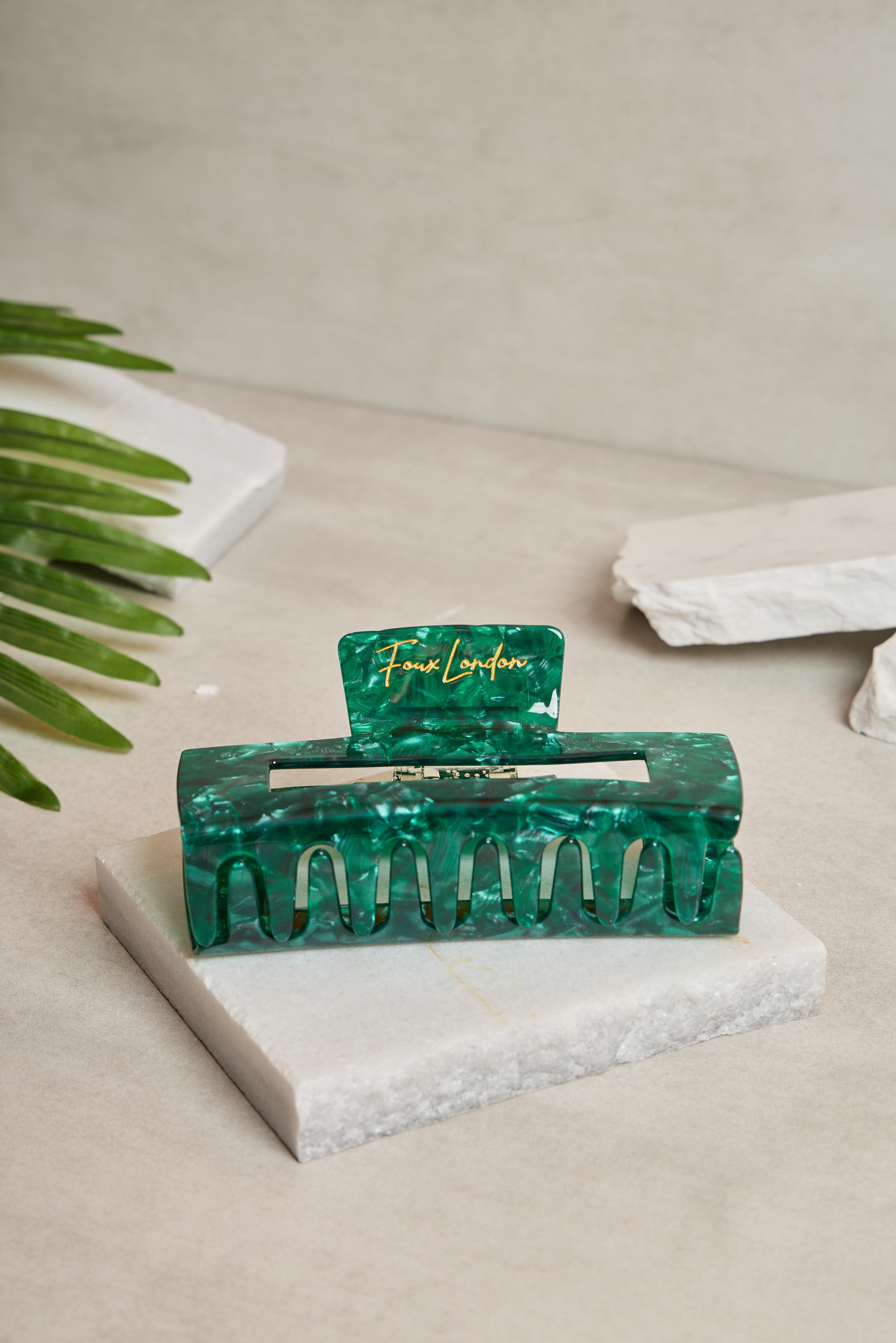 Xl Dikdörtgen Emerald Glass Kemik Toka