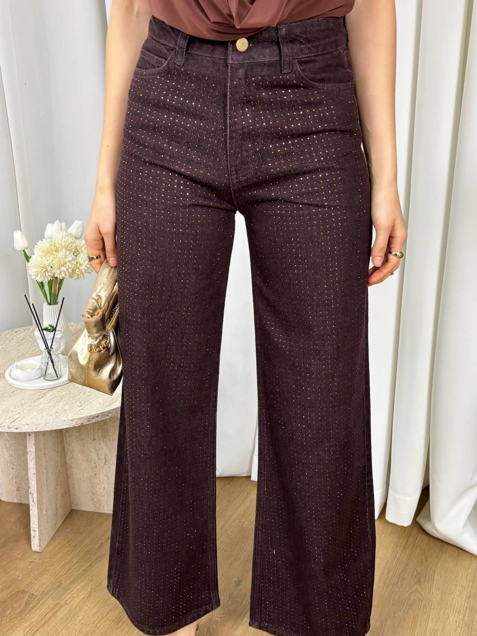 Kadın Taşlı Denim Pantolon
