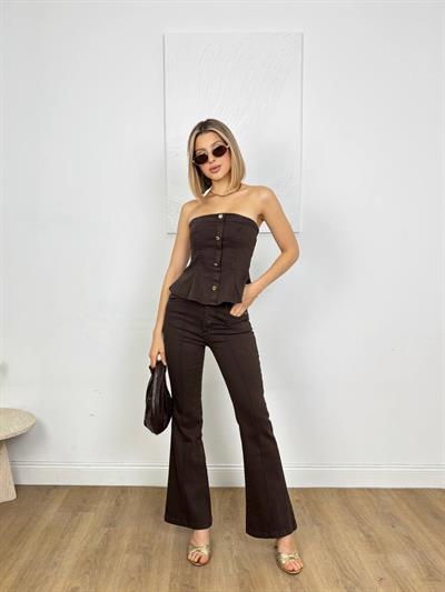 Kadın Abiye Straplez Büstiyer Pantolon Alt - Üst İkili Takım  - Abiye & Mezuniyet Elbisesi