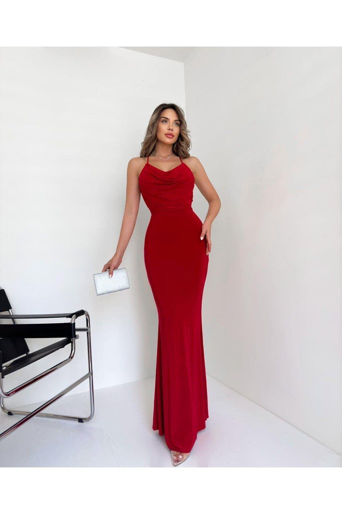 Kadın Abiye Ayarlanabilir İnce Askılı Bodycon Maxi Abiye & Mezuniyet Elbisesi