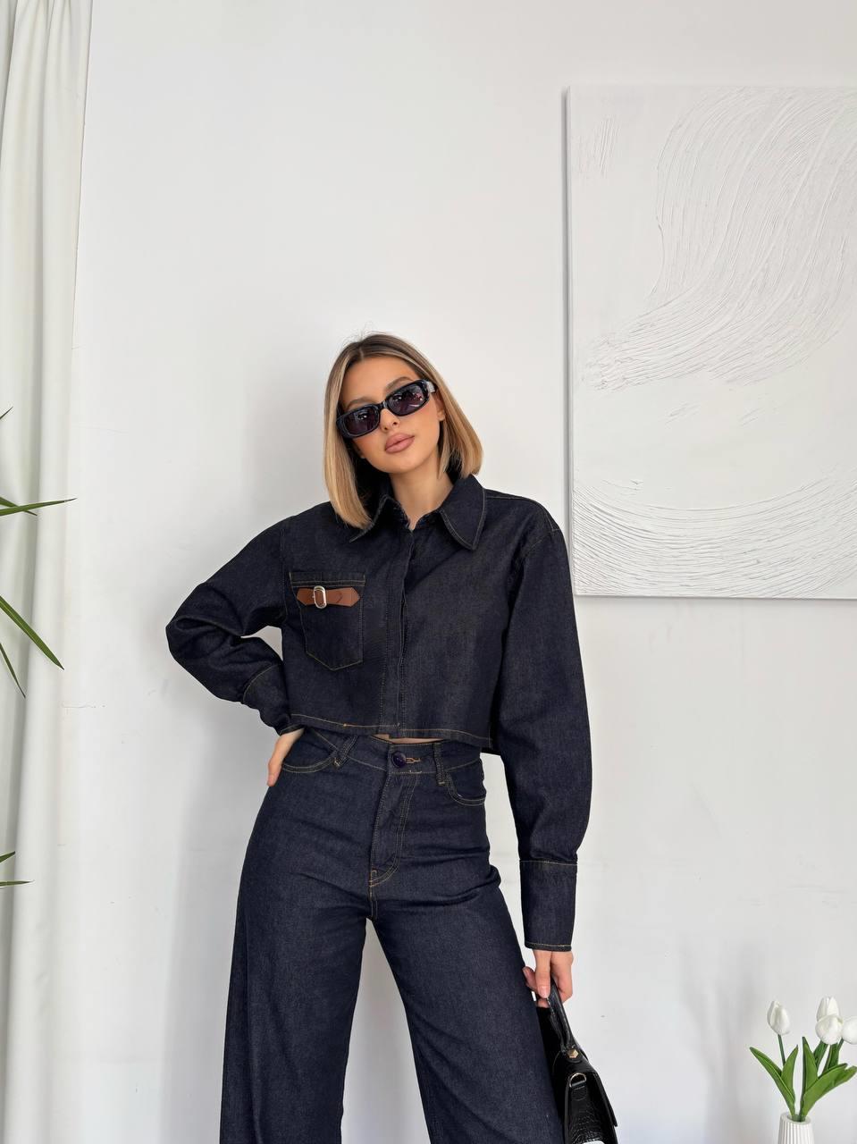 Kadın Abiye Ceket Pantolon Denim Kumaş Alt - Üst İkili Takım  - Abiye & Mezuniyet Elbisesi