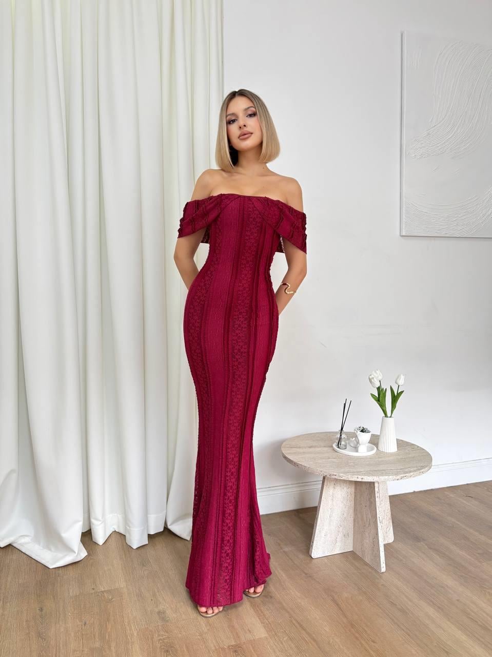 Kadın Abiye Uzun Transparan Kol Drapeli Omuz Detaylı Boydan Bodycon Drapeli Elbise - Abiye & Mezuniyet Elbisesi
