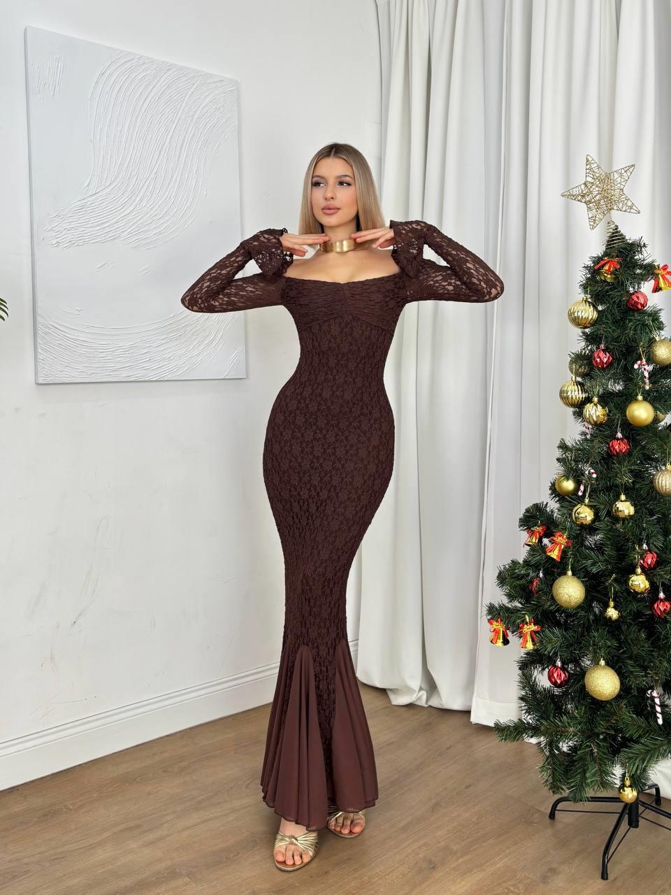 Kadın Dantel Balık Model Omzu Açık Abiye & Mezuniyet Elbisesi