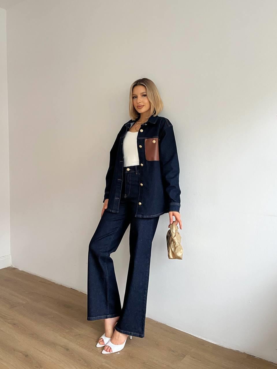 Kadın Denim Cep Detaylı İkili Takım
